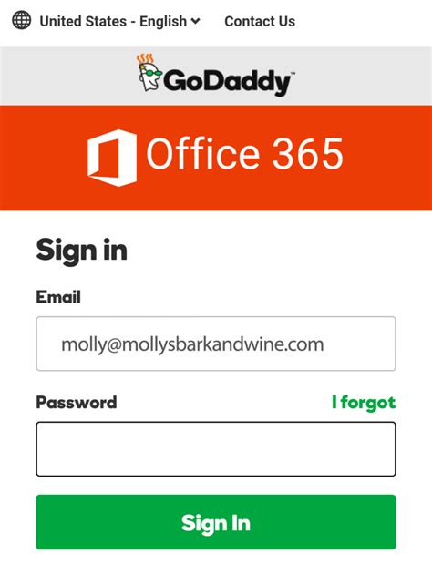 365 login godaddy password reset